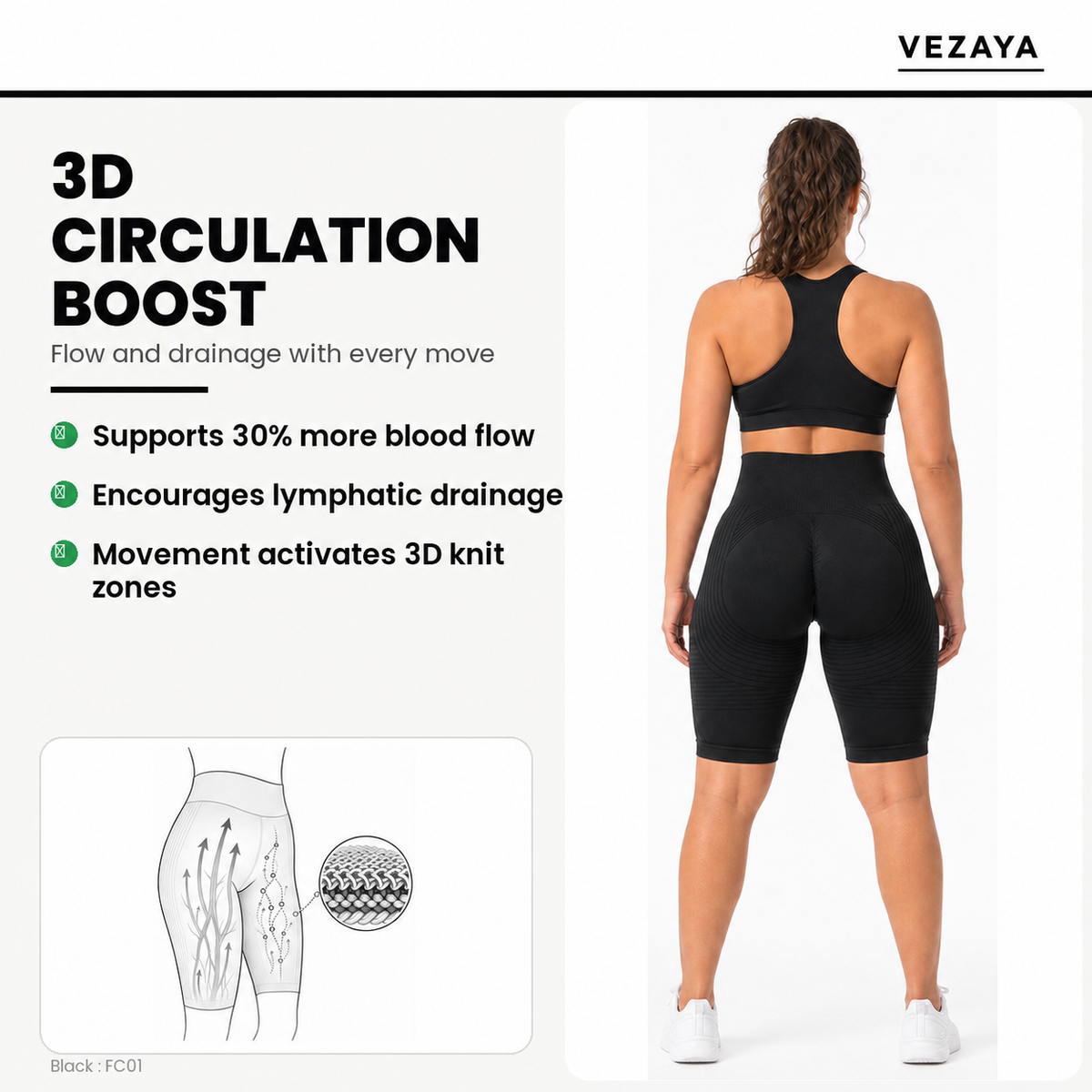Aloveta 3D Textured Sculpting Short Leggings — Black 06 feature 01