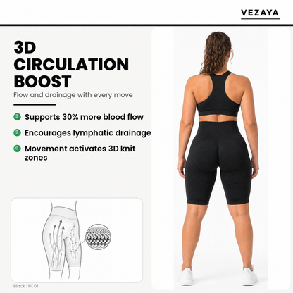 Aloveta 3D Textured Sculpting Short Leggings — Black 06 feature 01