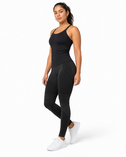 ALOVETA 3D Textured Compression Leggings — Black