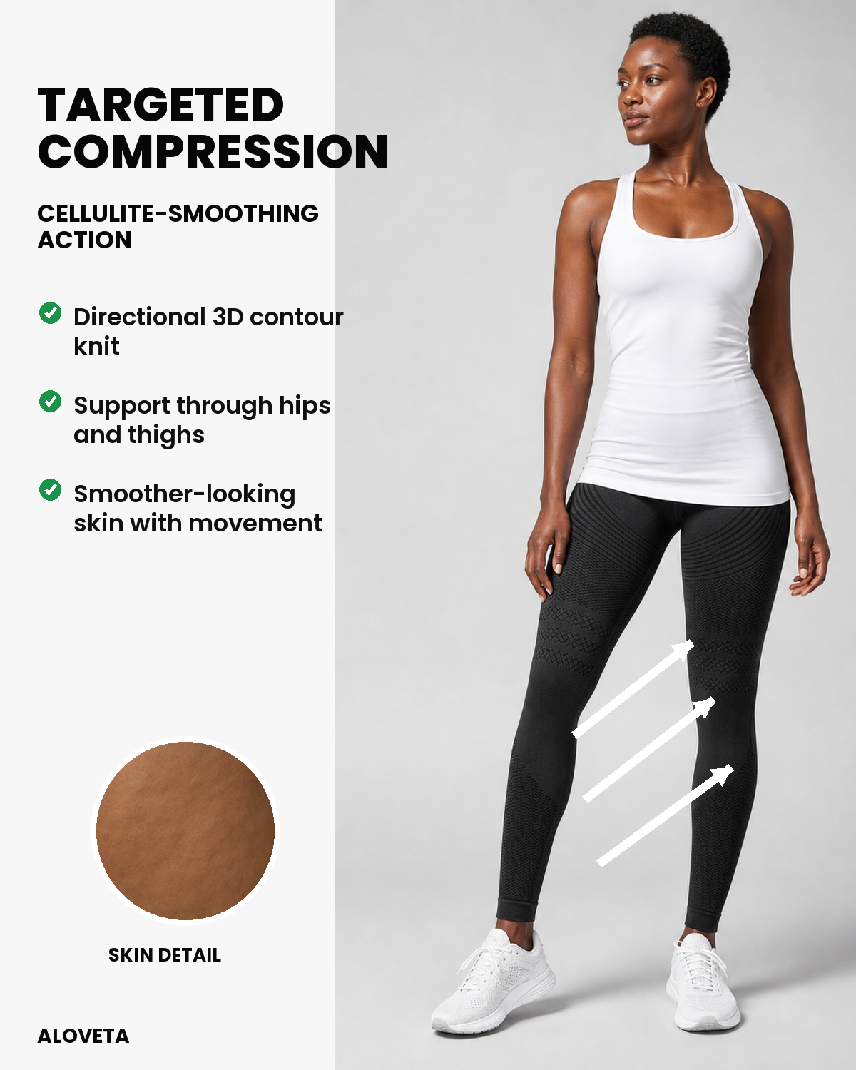 ALOVETA 3D Textured Compression Leggings — targeted compression support