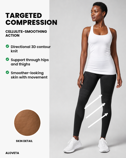 ALOVETA 3D Textured Compression Leggings — targeted compression support