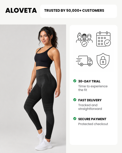 ALOVETA 3D Textured Compression Leggings — fit confidence and service