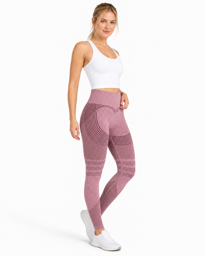 ALOVETA 3D Textured Compression Leggings — Pink Mélange