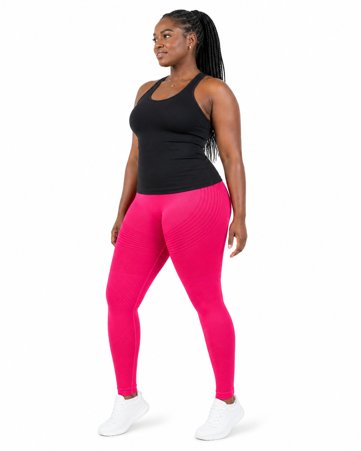 ALOVETA 3D Textured Compression Leggings — Rose Red