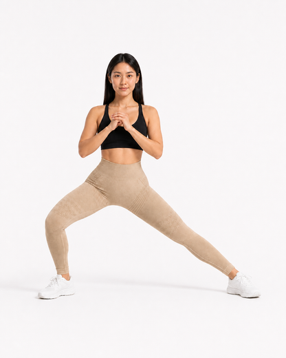 ALOVETA leggings — khaki 04 white pose