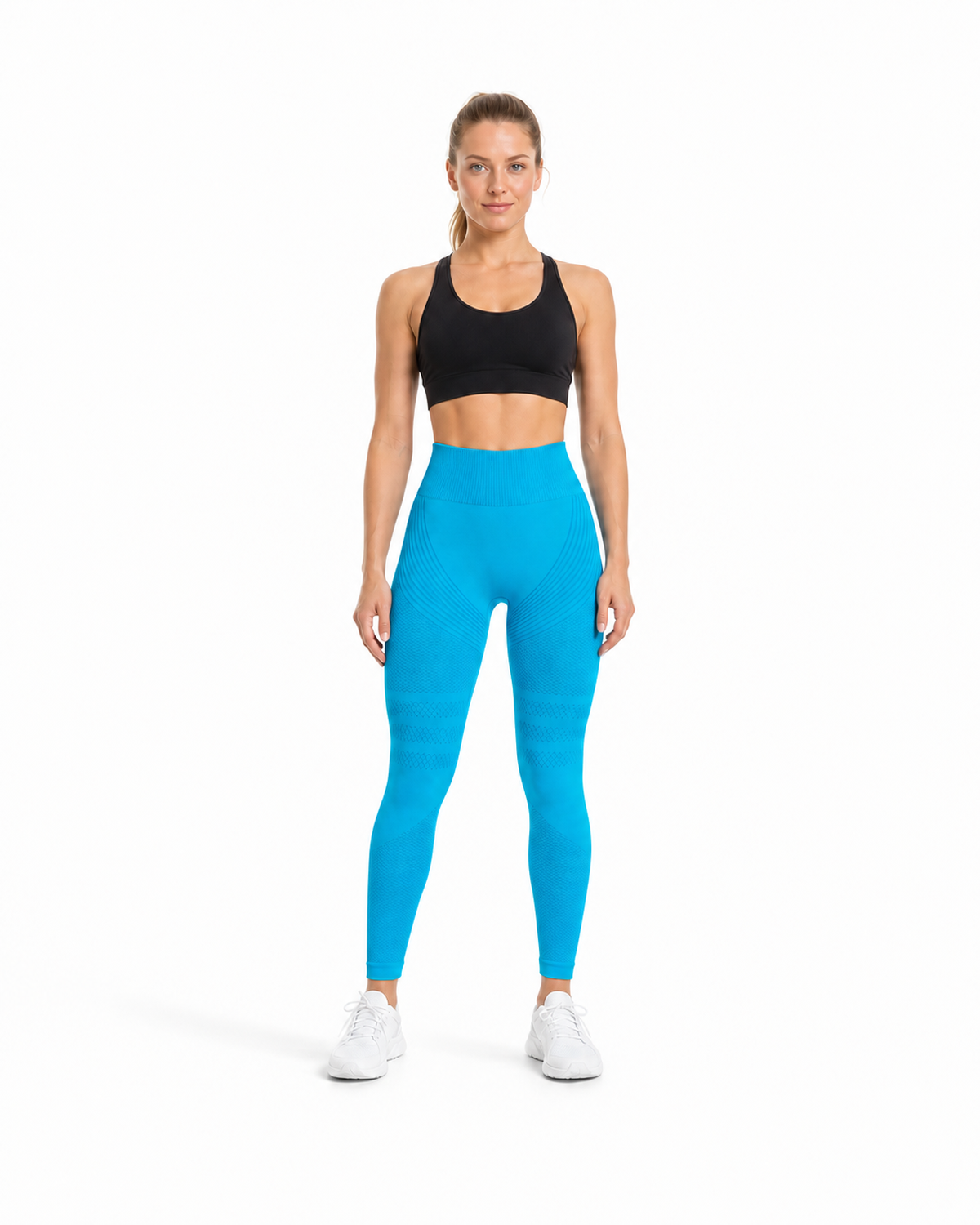 ALOVETA leggings — peacock blue 01 white front