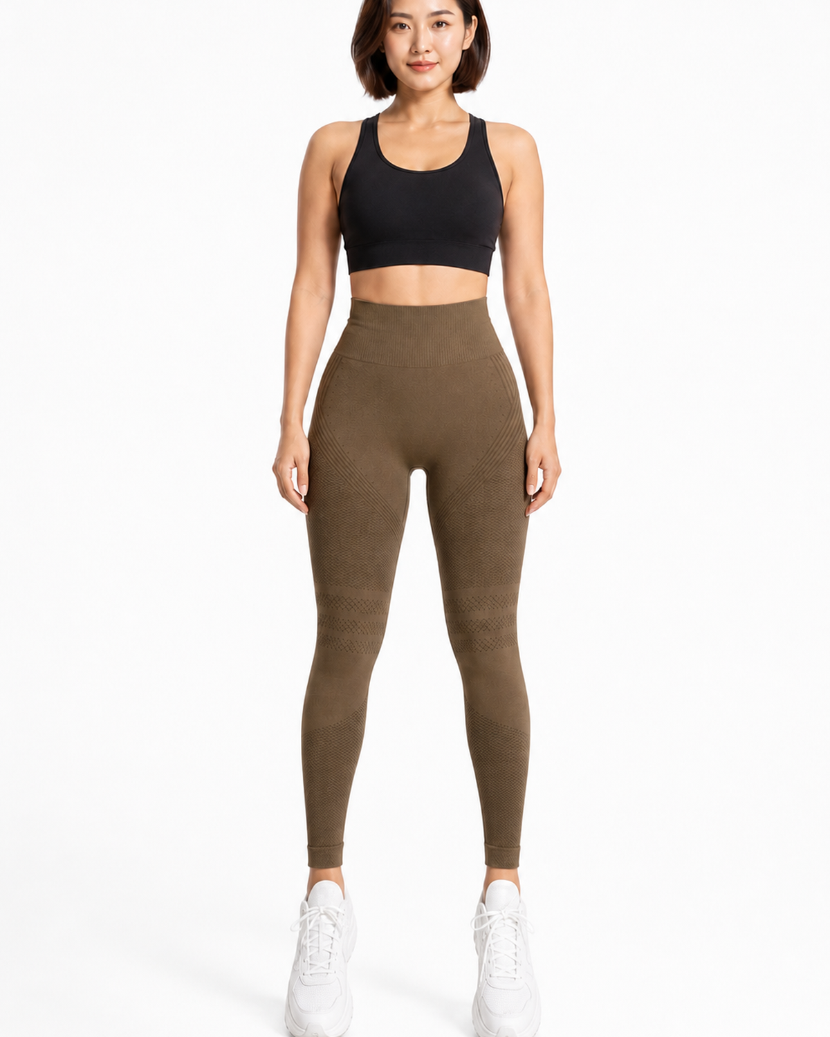 ALOVETA leggings — coffee 01 white front