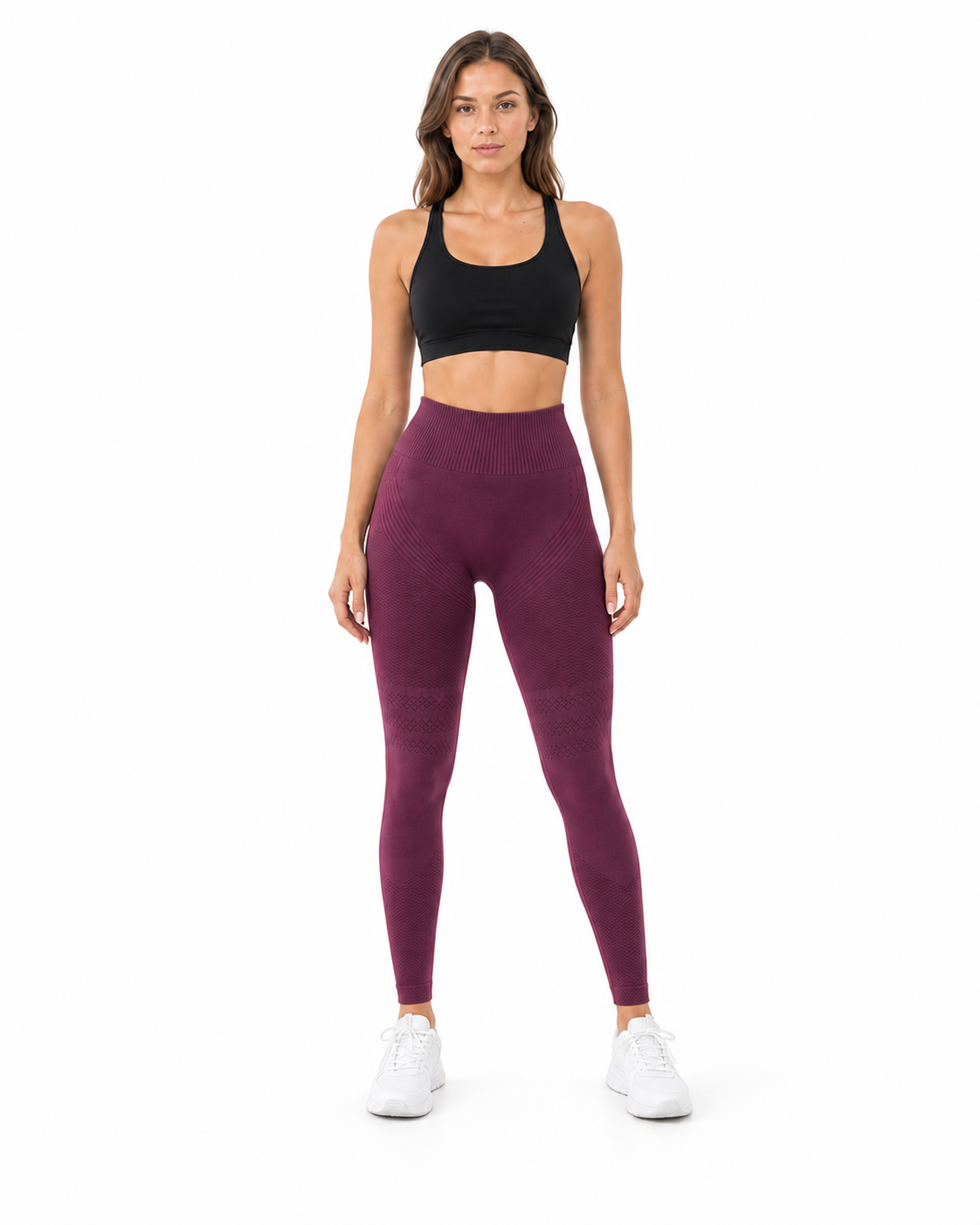 ALOVETA leggings — burgundy 01 white front