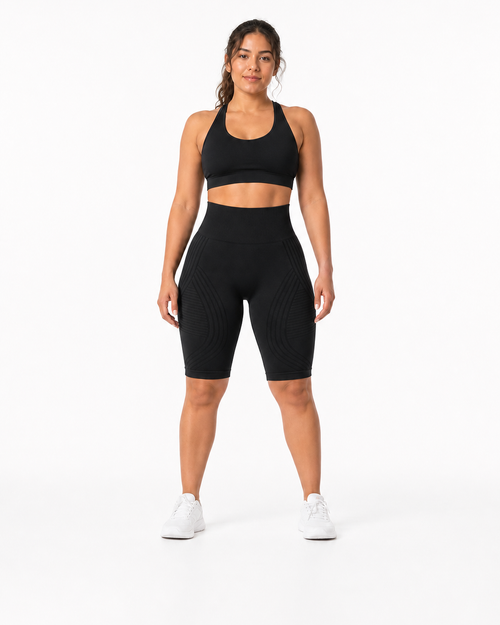 ALOVETA short leggings — black 01 white front