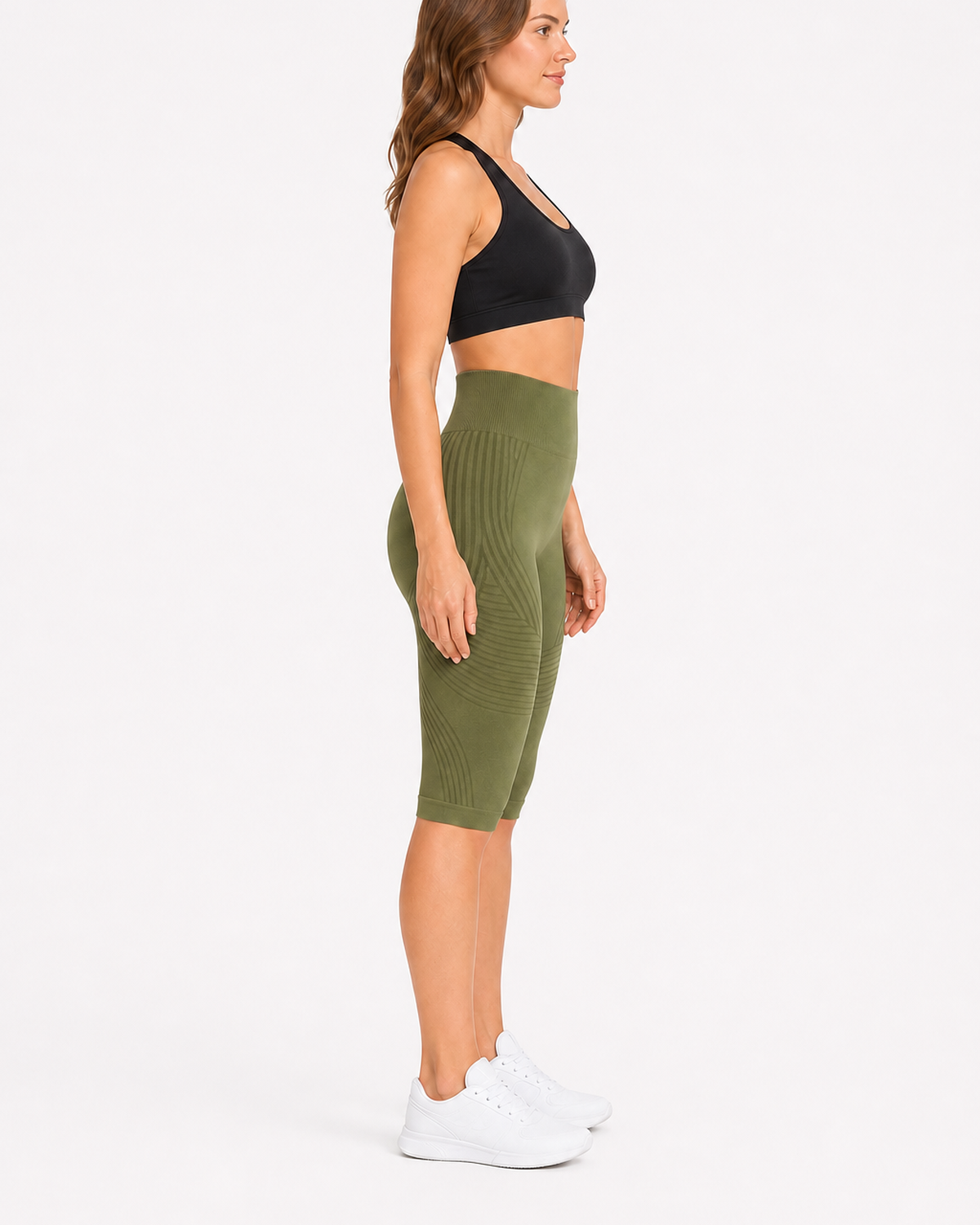 ALOVETA short leggings — olive green 02 white side