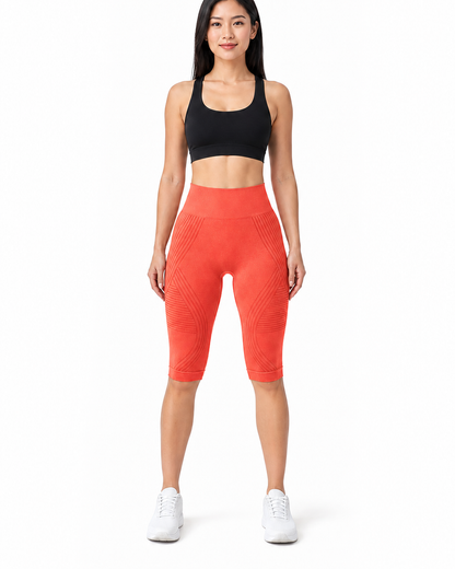 ALOVETA short leggings — orange red 01 white front