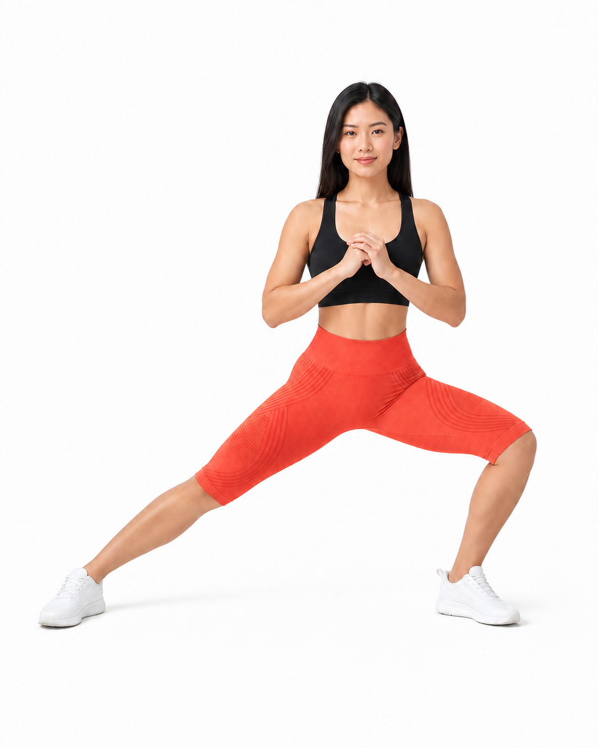 ALOVETA short leggings — orange red 04 white pose