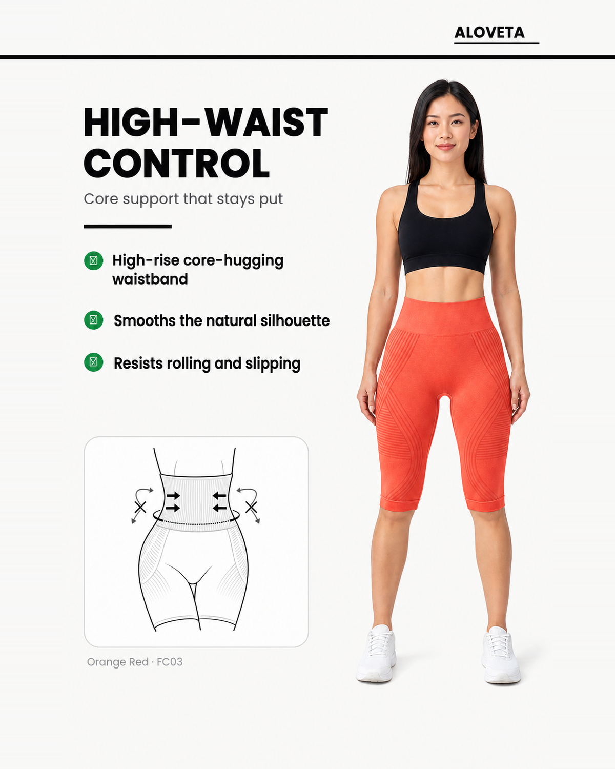 ALOVETA short leggings — orange red 08 feature 03