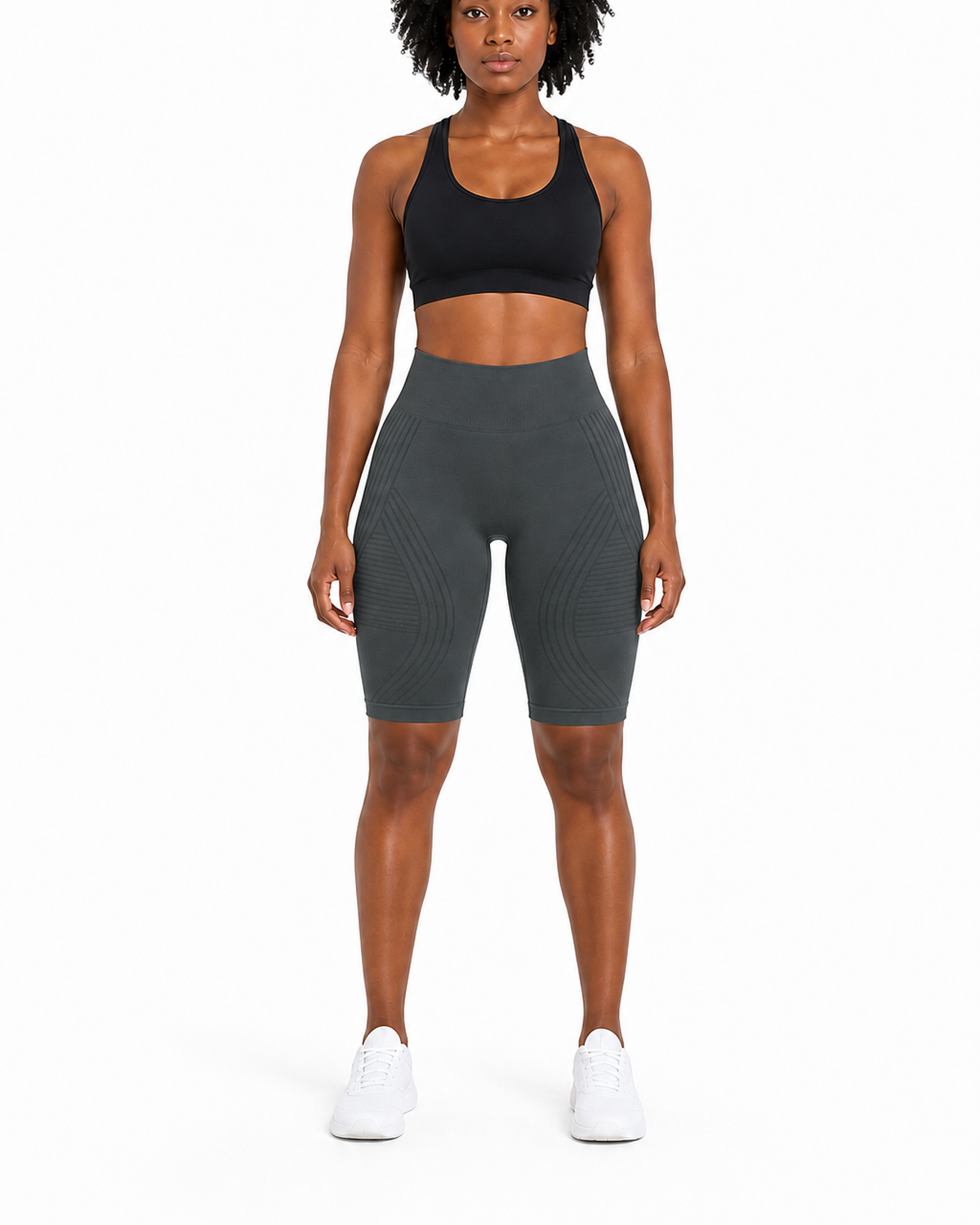ALOVETA short leggings — dark gray 01 white front