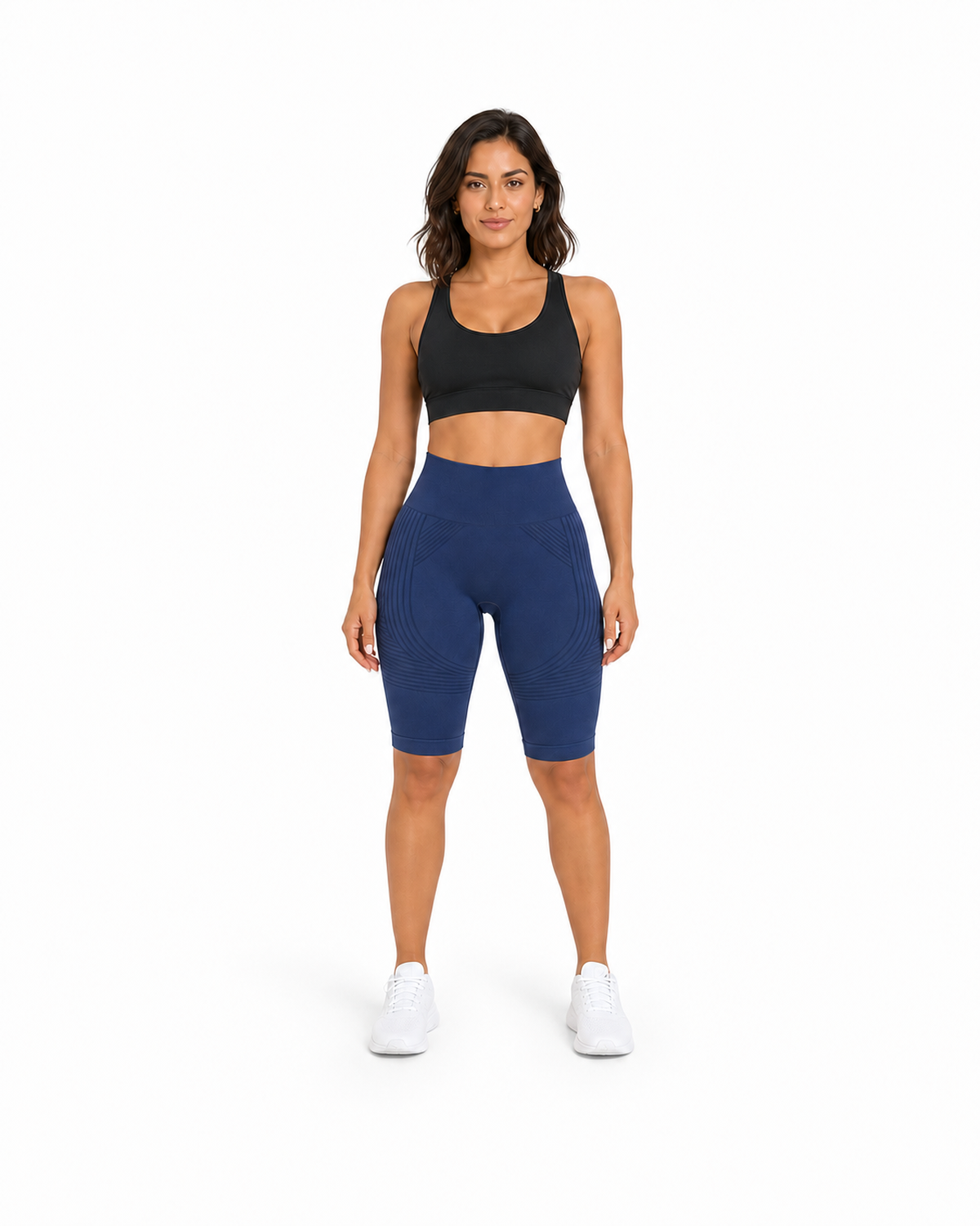 ALOVETA short leggings — navy 01 white front