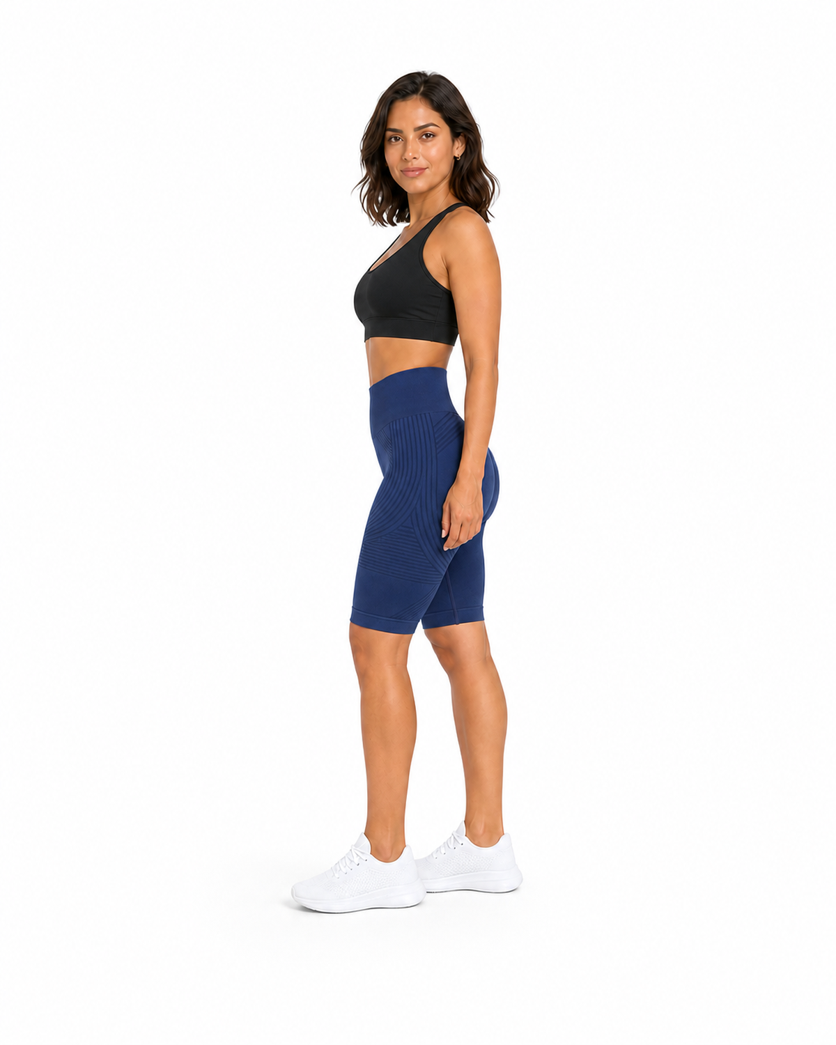 ALOVETA short leggings — navy 02 white side