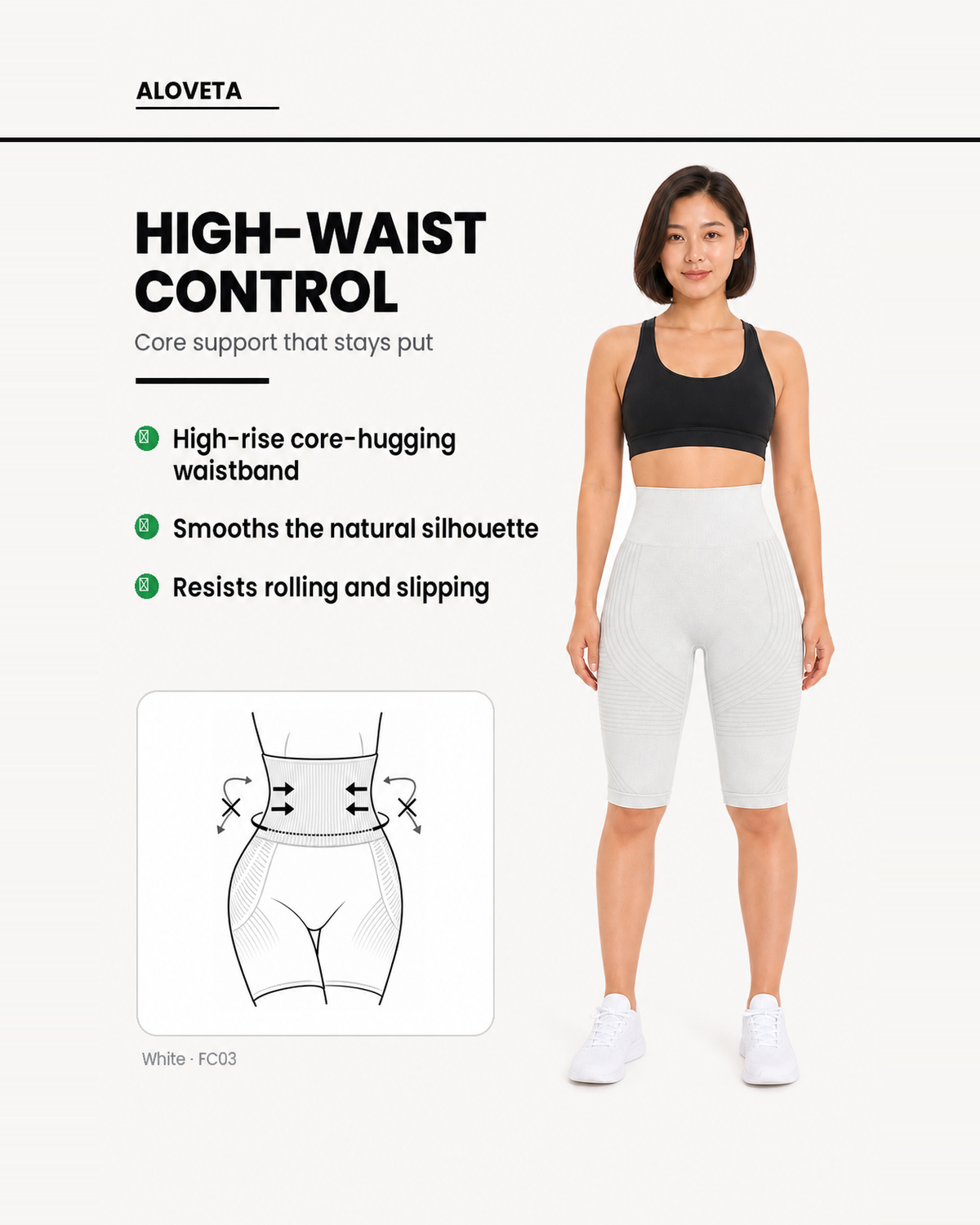 ALOVETA short leggings — white 08 feature 03