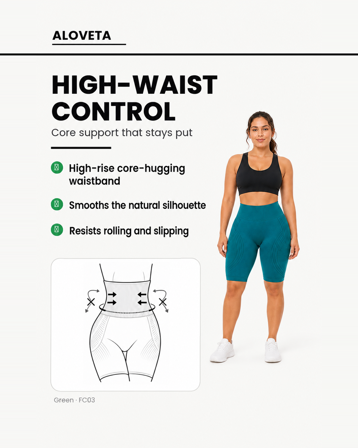 ALOVETA short leggings — green 08 feature 03