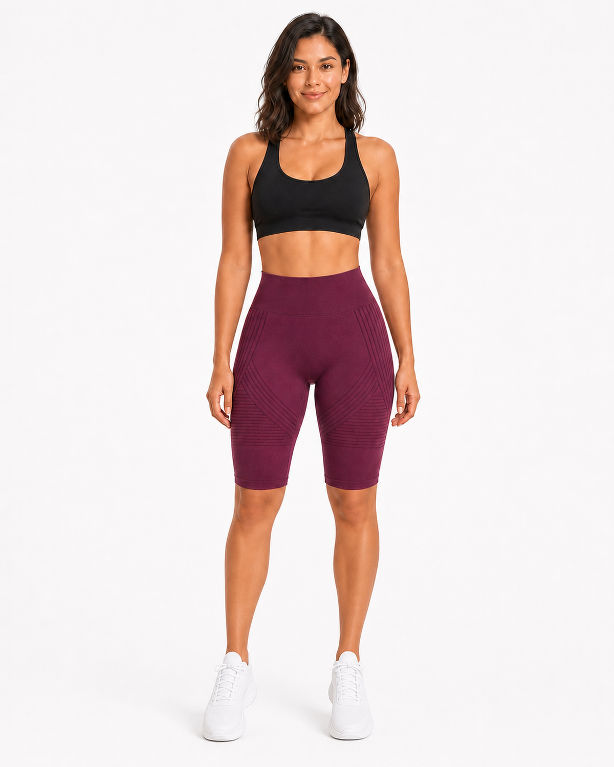 ALOVETA short leggings — burgundy 01 white front