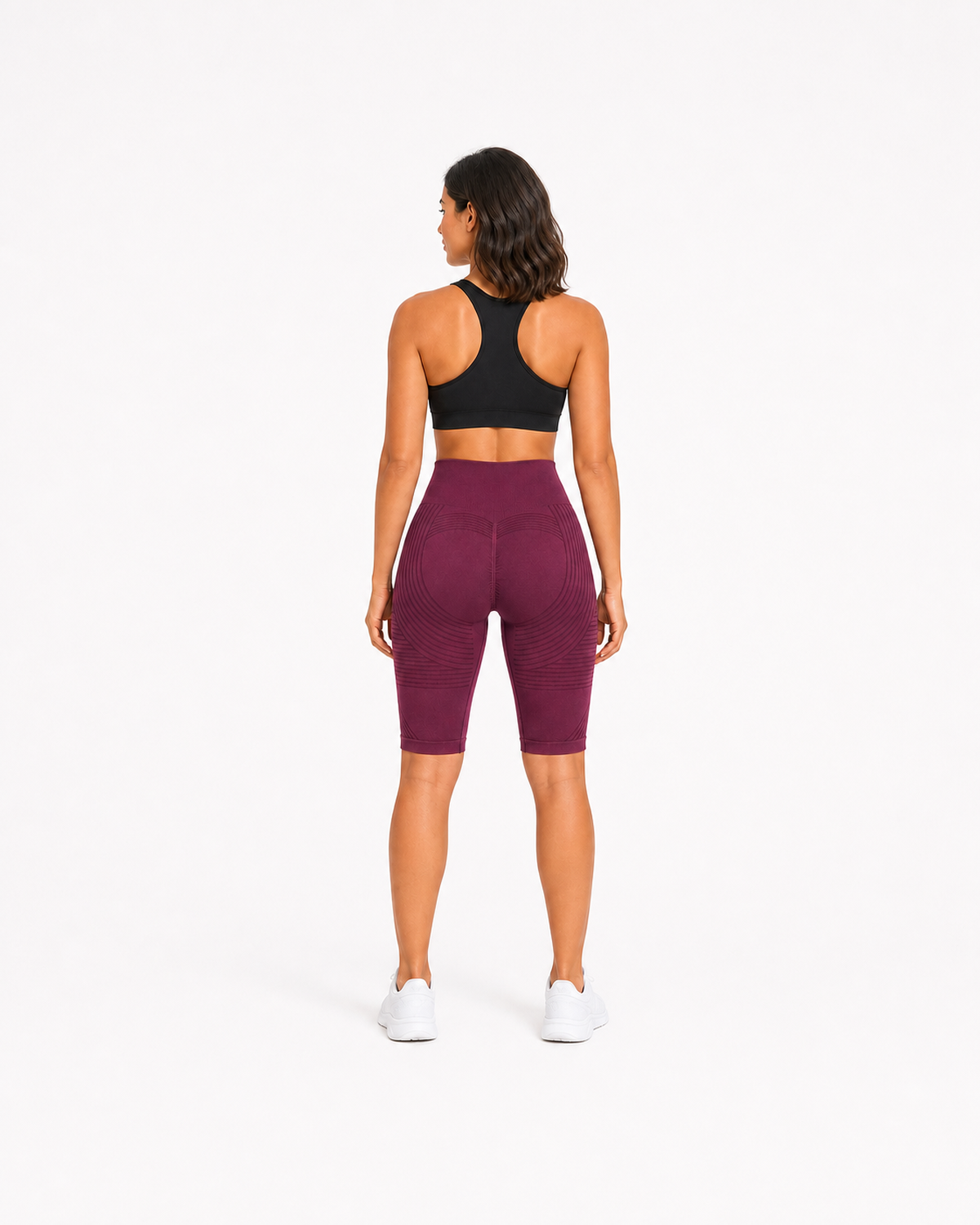ALOVETA short leggings — burgundy 03 white back