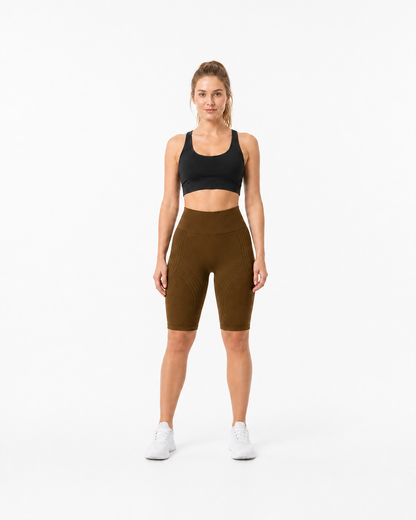 ALOVETA short leggings — coffee 01 white front