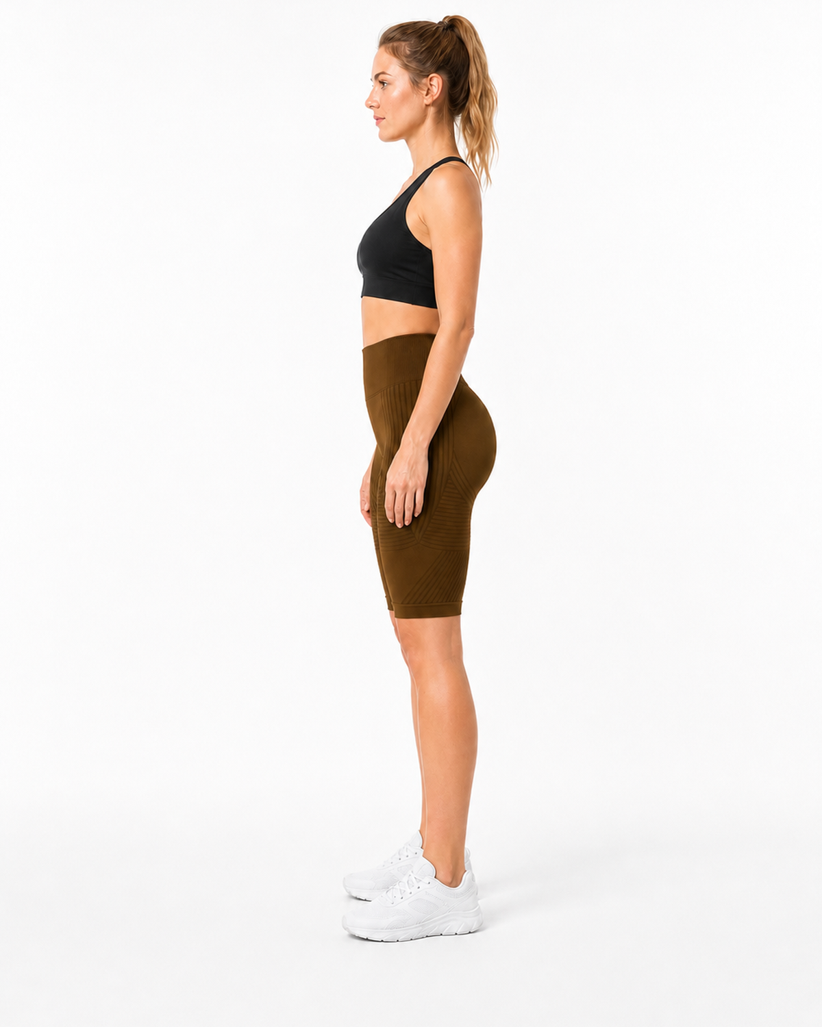 ALOVETA short leggings — coffee 02 white side