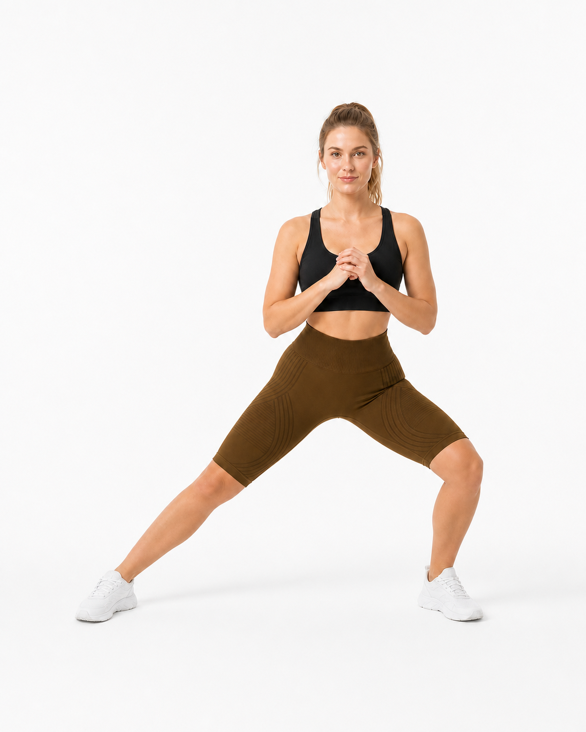 ALOVETA short leggings — coffee 04 white pose
