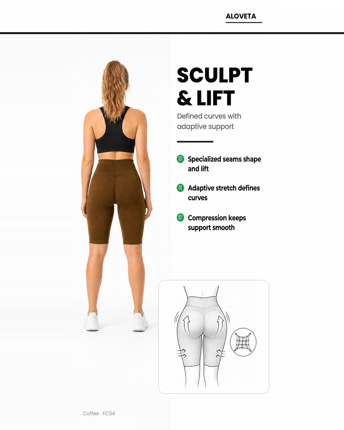 ALOVETA short leggings — coffee 09 feature 04