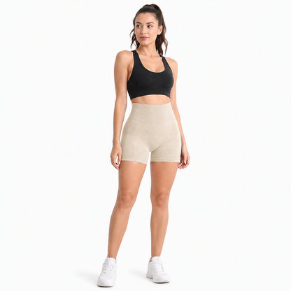 ALOVETA ContourLift High-Waist Compression Shorts — Oatmeal color SKU