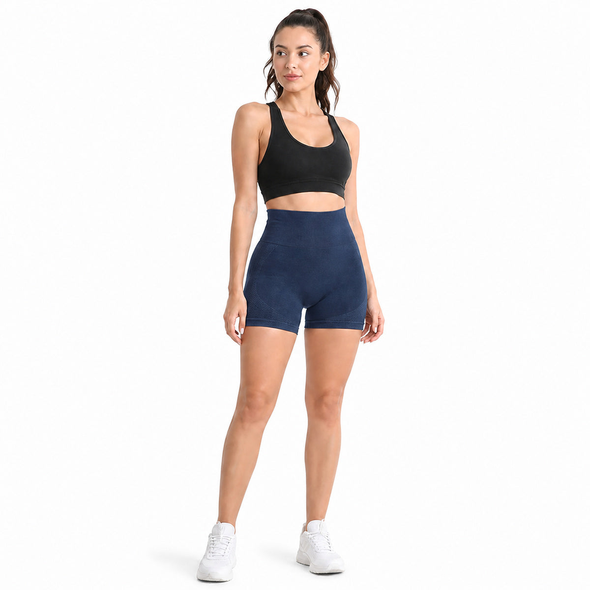 ALOVETA ContourLift High-Waist Compression Shorts — Navy Blue color SKU