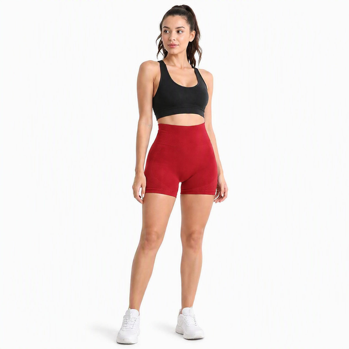 ALOVETA ContourLift High-Waist Compression Shorts — Red color SKU
