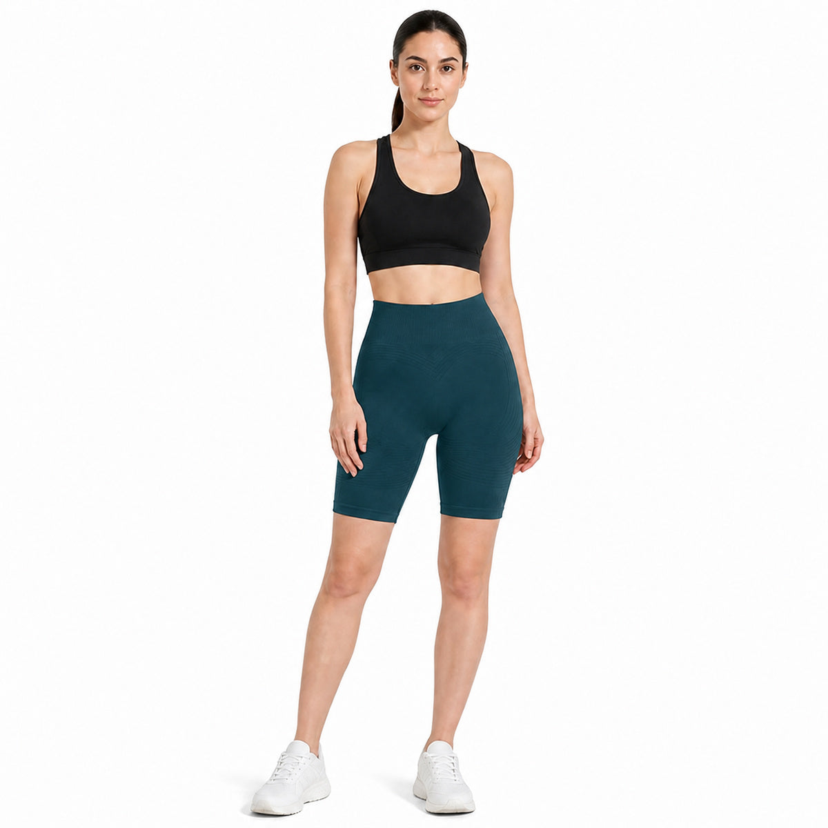 ALOVETA ContourTexture 3D Sculpting Shorts — Deep Teal color SKU