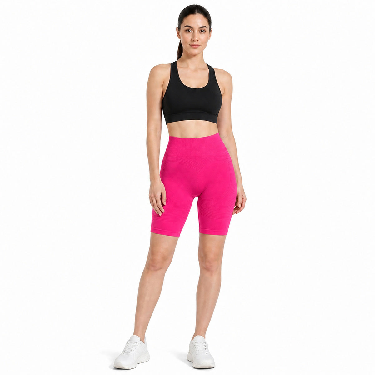 ALOVETA ContourTexture 3D Sculpting Shorts — Hot Pink color SKU