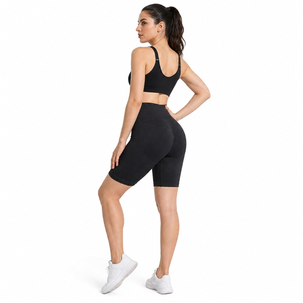 ALOVETA ContourTexture 3D Sculpting Shorts — Black color SKU