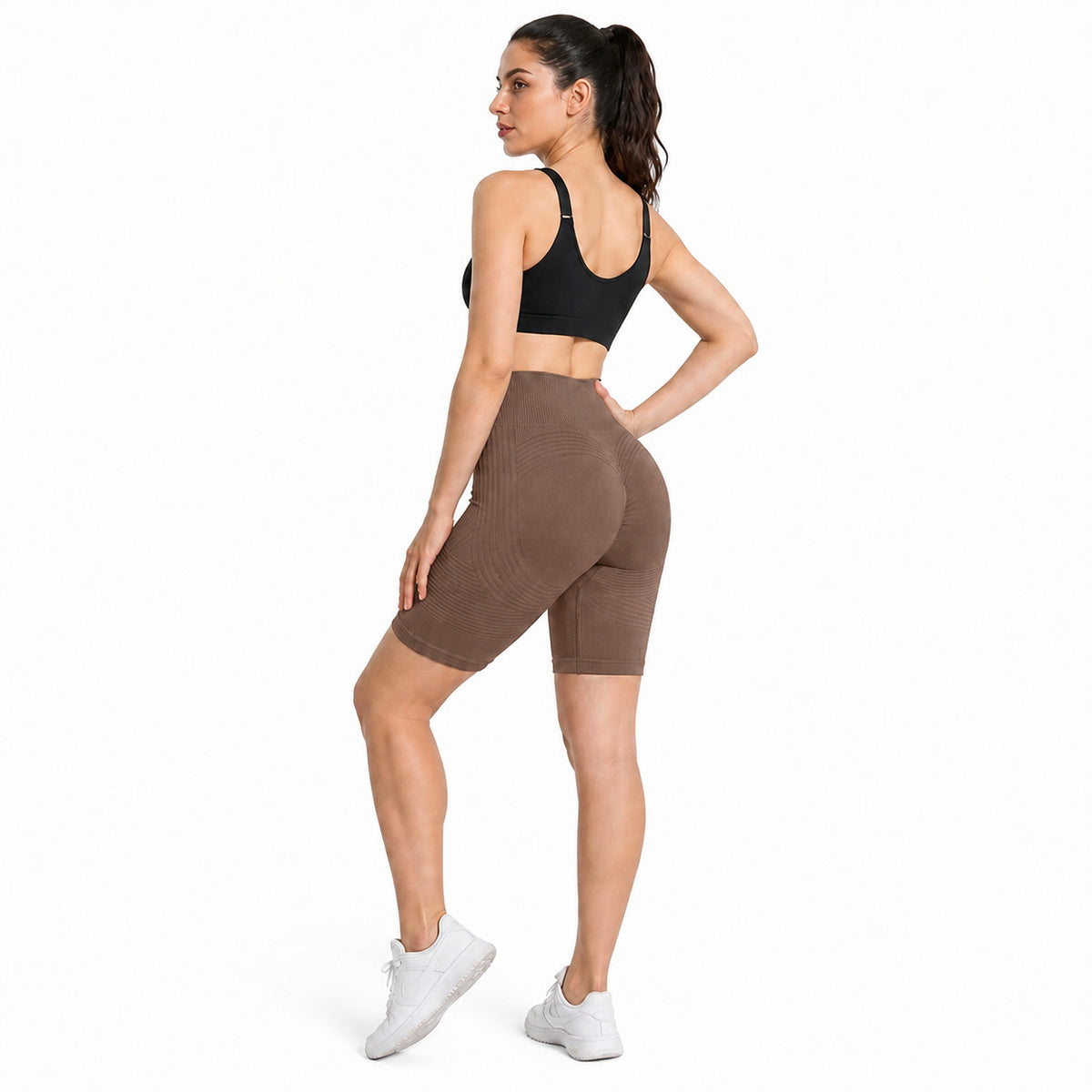 ALOVETA ContourTexture 3D Sculpting Shorts — Coffee color SKU