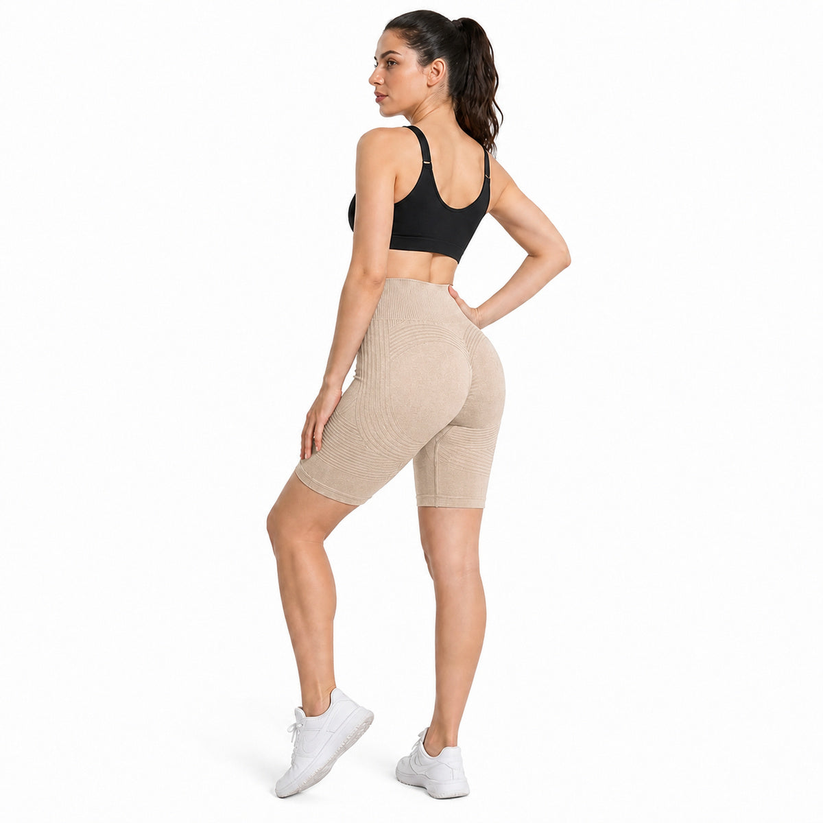 ALOVETA ContourTexture 3D Sculpting Shorts — Nude Beige color SKU