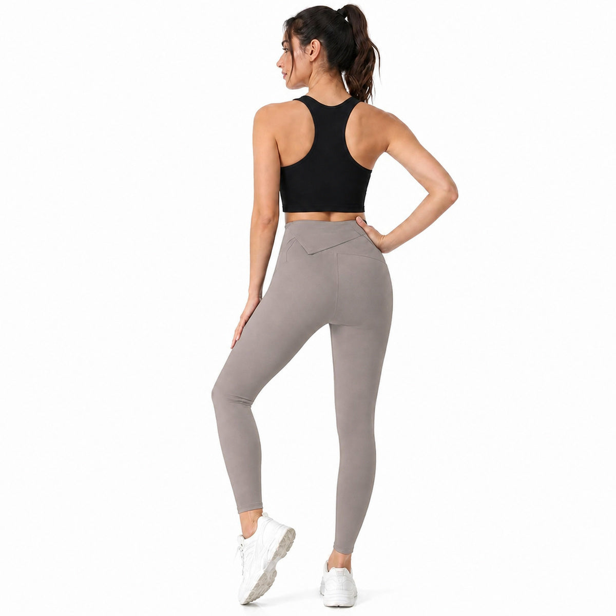 ALOVETA EverydayFlex Hidden-Pocket Leggings — Taupe color SKU