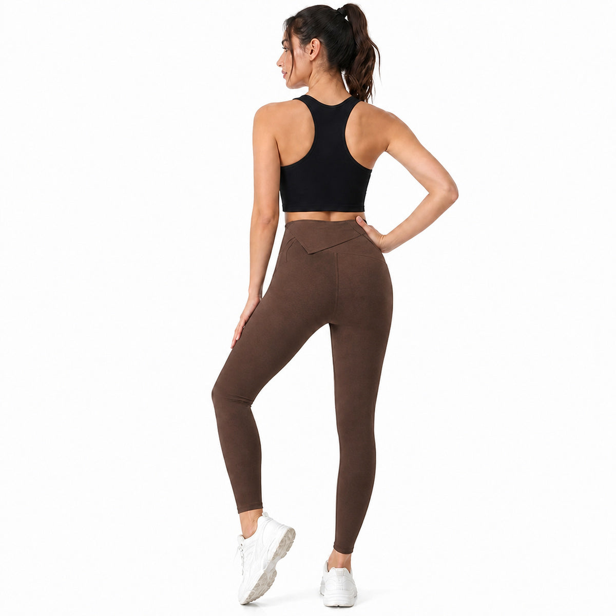 ALOVETA EverydayFlex Hidden-Pocket Leggings — Coffee color SKU
