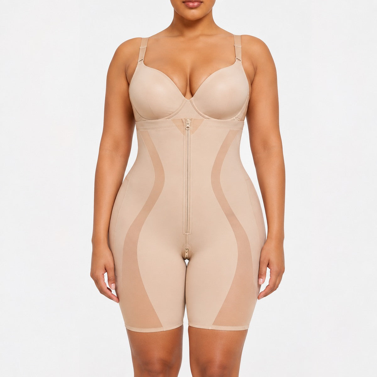 Aloveta AirEase Open-Bust Smoothing Bodysuit — Beige color SKU