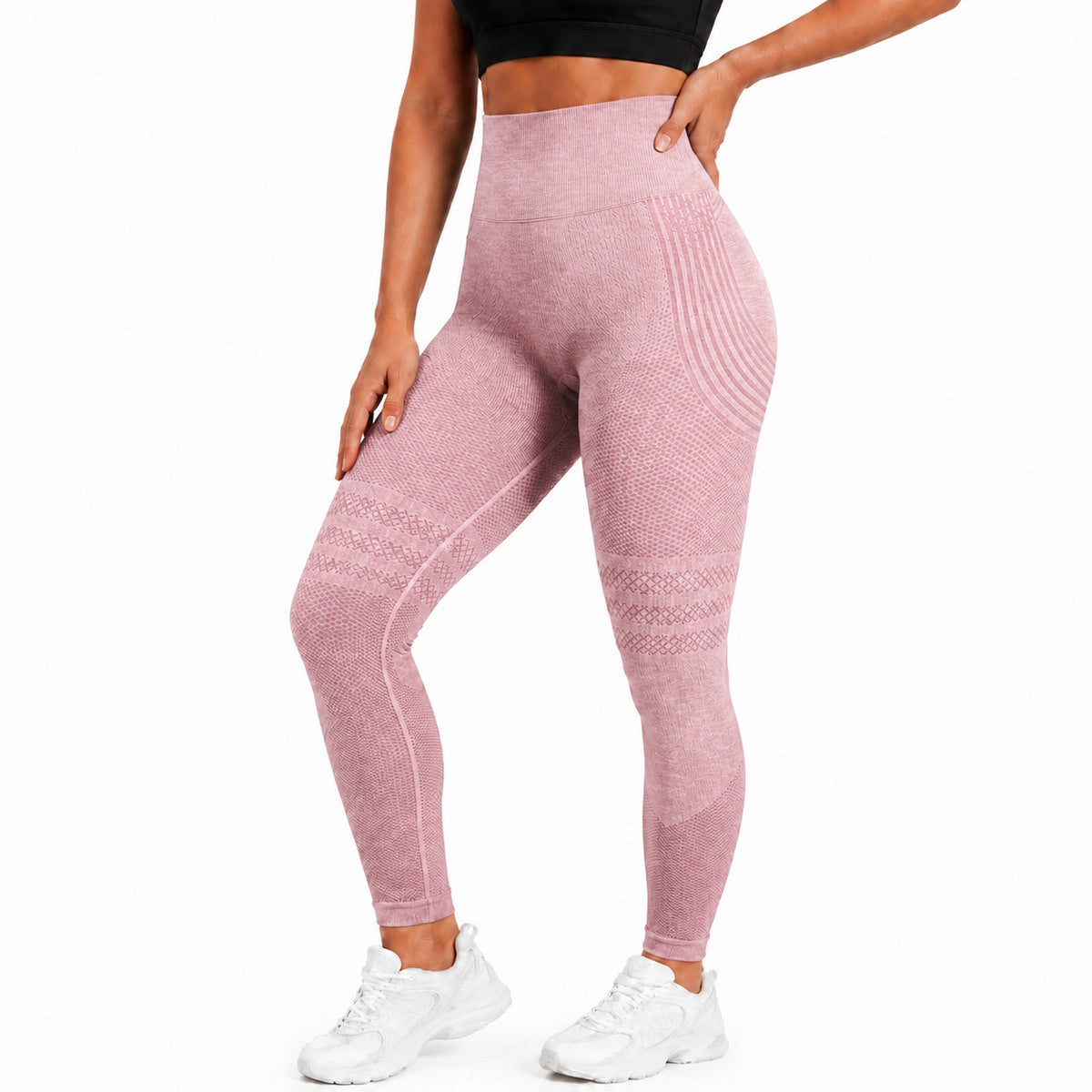 Aloveta Anti-Cellulite 3D Leggings — pink ab yarn lower-body SKU