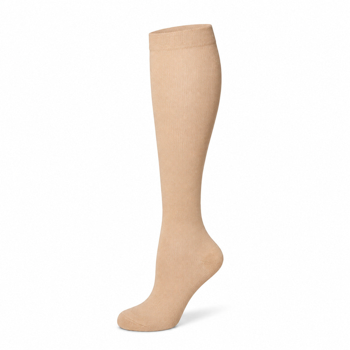 Aloveta Bamboo Wide-Cuff Knee-High Compression Socks — Nude Beige SKU