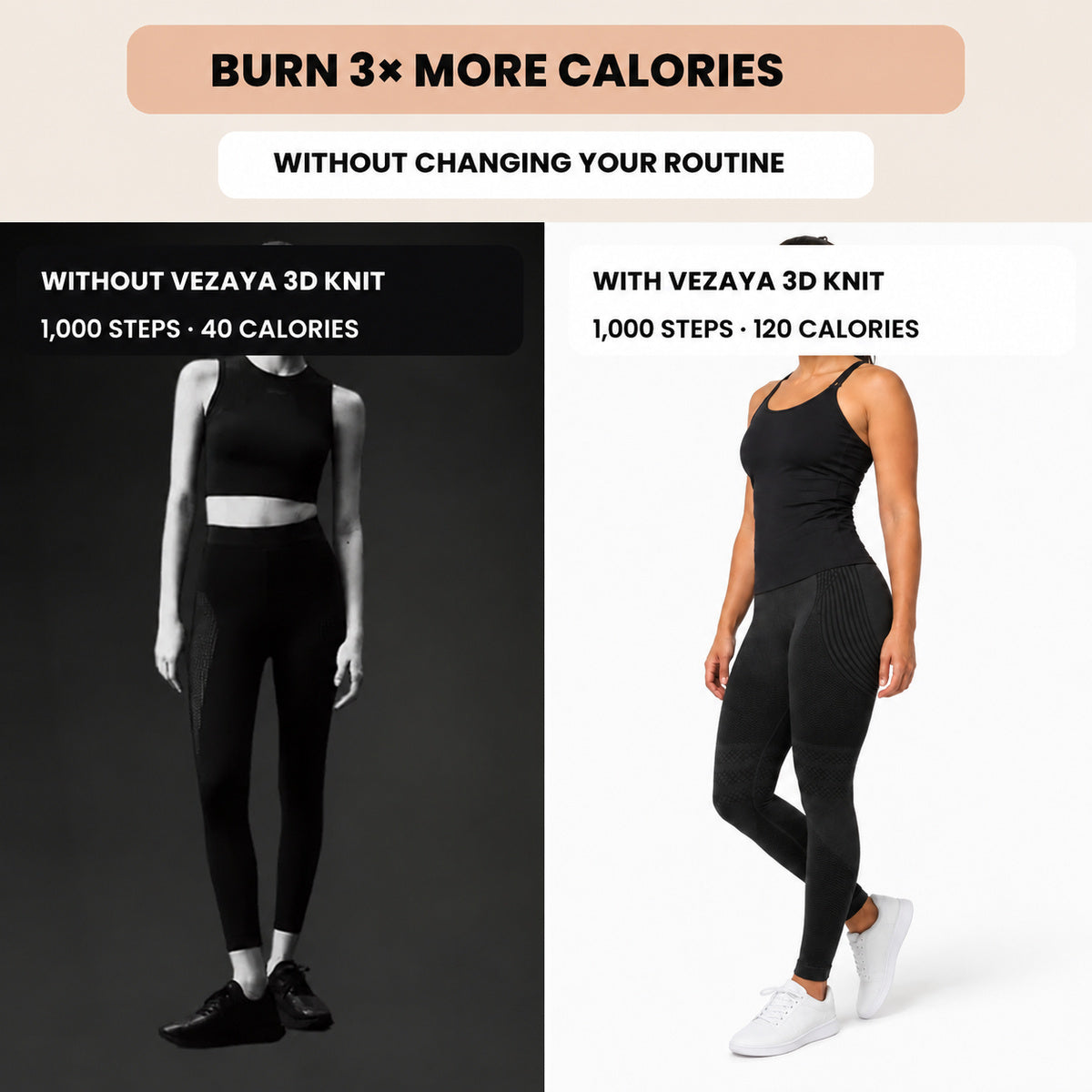 Aloveta 3D Textured Compression Leggings — Black 05 calorie comparison
