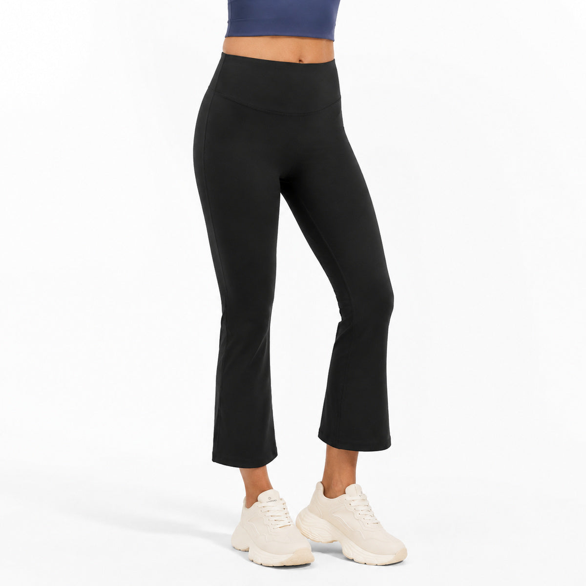Aloveta ContourFlare High-Waist Capri Leggings — Black color SKU