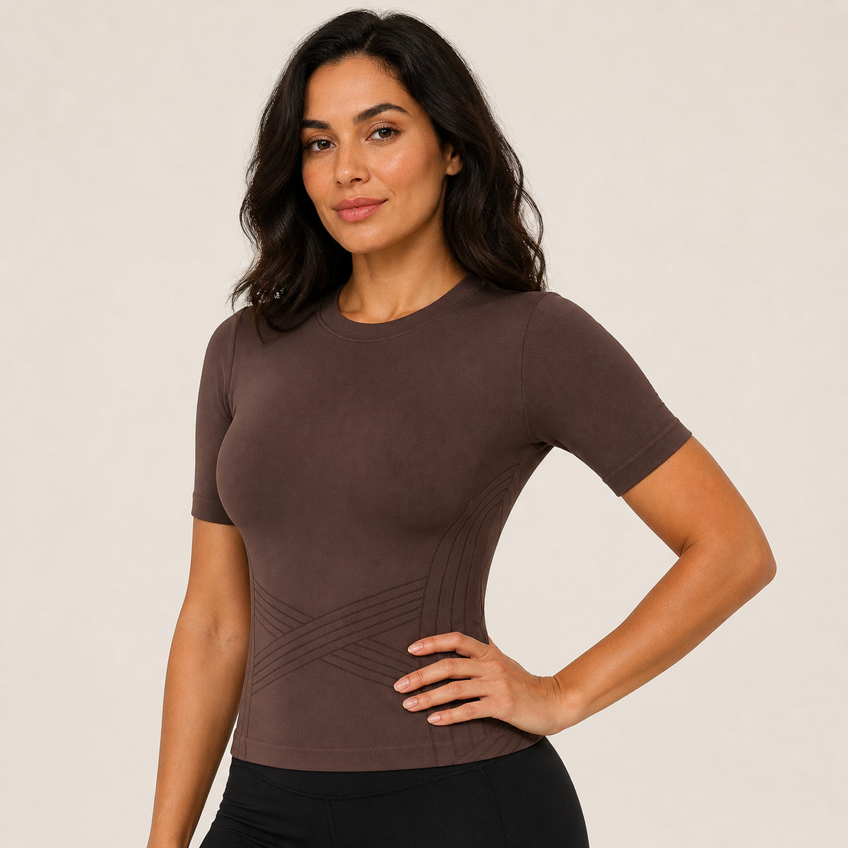 Aloveta ContourKnit Sculpting Short-Sleeve Top — product image 01