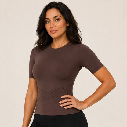 Aloveta ContourKnit Sculpting Short-Sleeve Top — product image 01