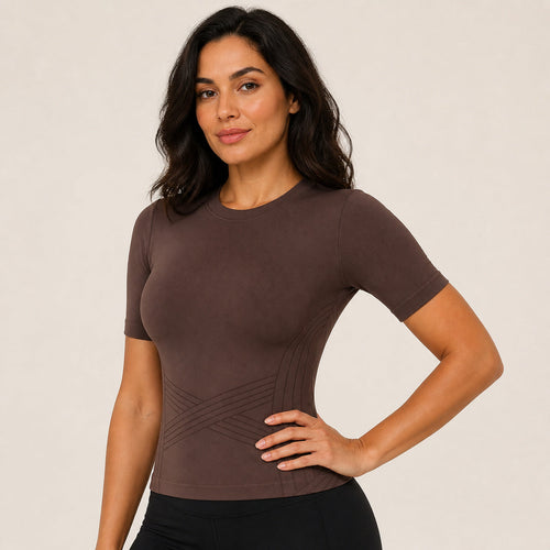 Aloveta ContourKnit Sculpting Short-Sleeve Top — product image 01