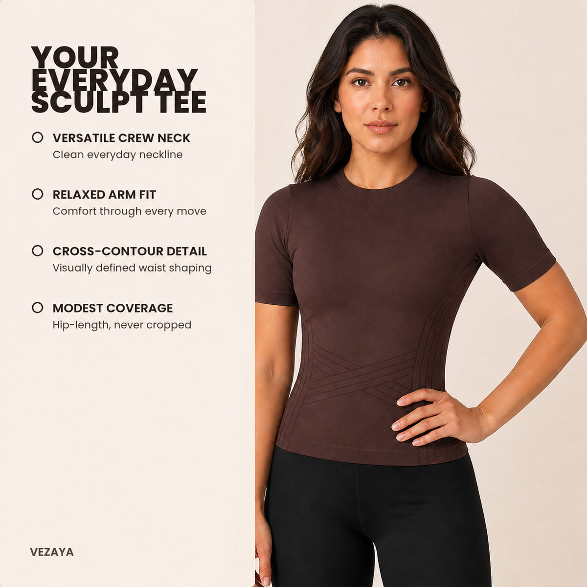 Aloveta ContourKnit Sculpting Short-Sleeve Top — product image 02
