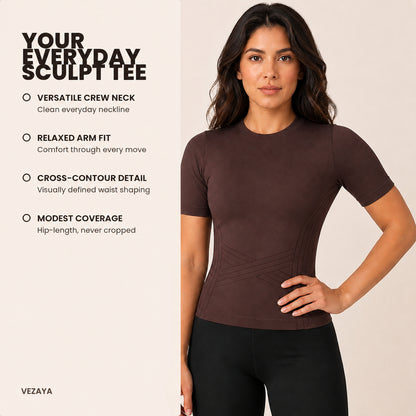 Aloveta ContourKnit Sculpting Short-Sleeve Top — product image 02