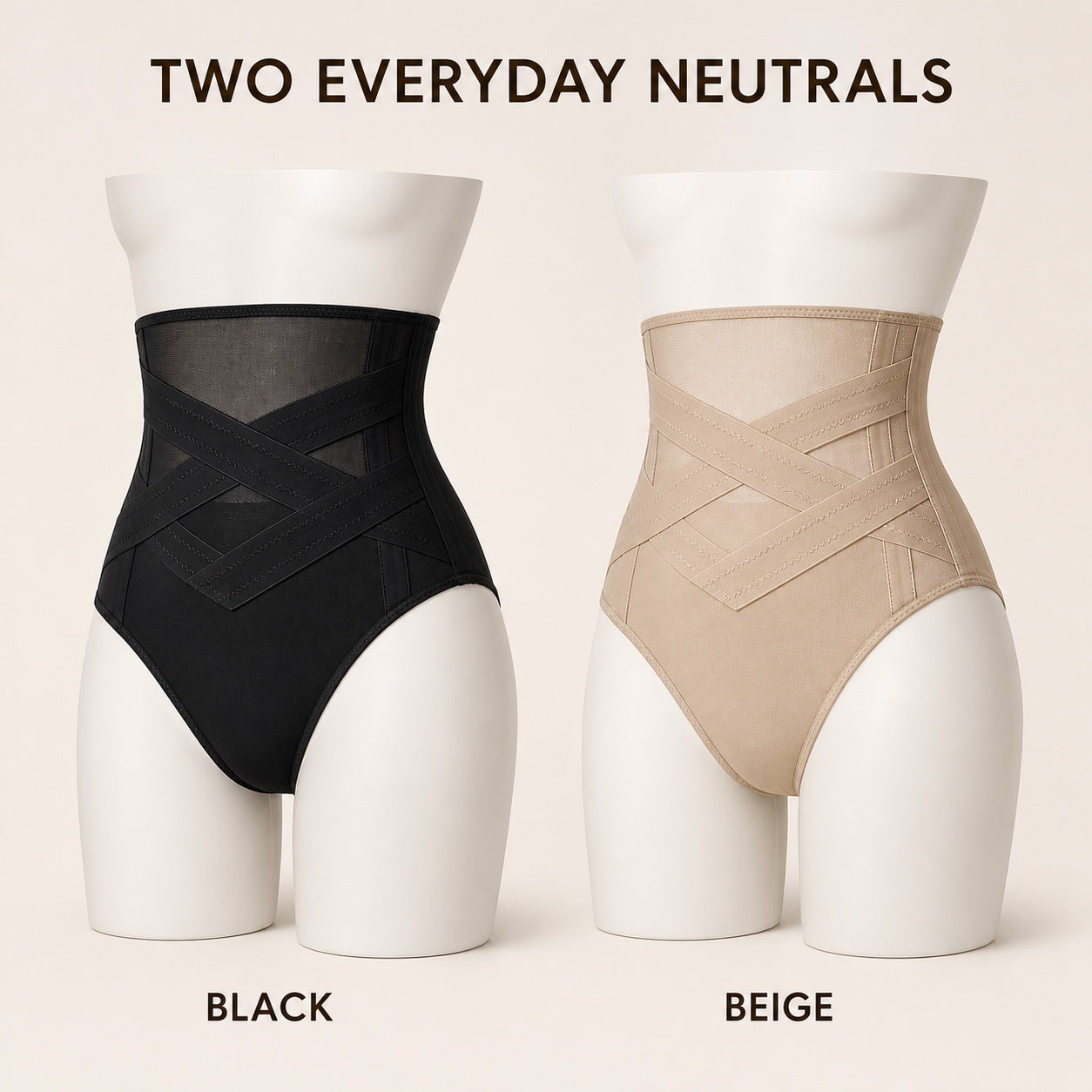 ContourLock High-Waist Cincher — black and beige color options