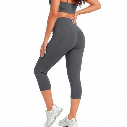 Aloveta FlexContour High-Waist Pocket Capri Leggings — Black 10 back detail